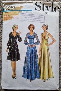 STYLE pattern 4955 Misses' Dress in 3 styles size 12 Bust 34Waist 261/2" Hip 36" - Picture 1 of 2