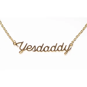 Yes Daddy Necklace Stainless Steel Gold Plated Chain Pendant for Kinky Women - Picture 1 of 2