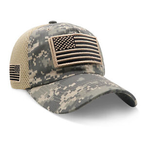 Baseball Cap USA Flag American Men Hat Detachable Patch Mesh Tactical Army Caps