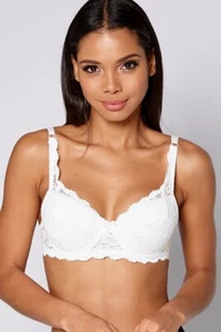Womens White Lace Bra Size 36-44B-G Underwired Moulded Full Cup Ladies Underwear - Picture 1 of 3
