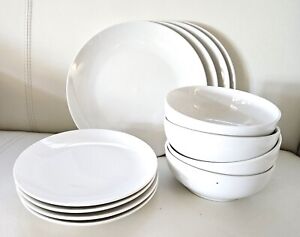 Mainstays Dishes Glazed White Stoneware Kitchen Dinnerware Plate Set, 12 Pieces