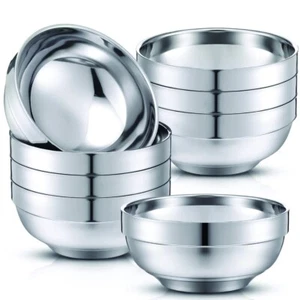 6 Pack 18/8 Stainless Steel Bowl Double Walled Insulated Soup Bowls 12 Oz Metal - Picture 1 of 4
