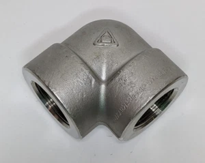 Both-Well 1-1/2" FNPT 3M 3000# Forged 304 Stainless Steel 90° Degree Elbow - Picture 1 of 3