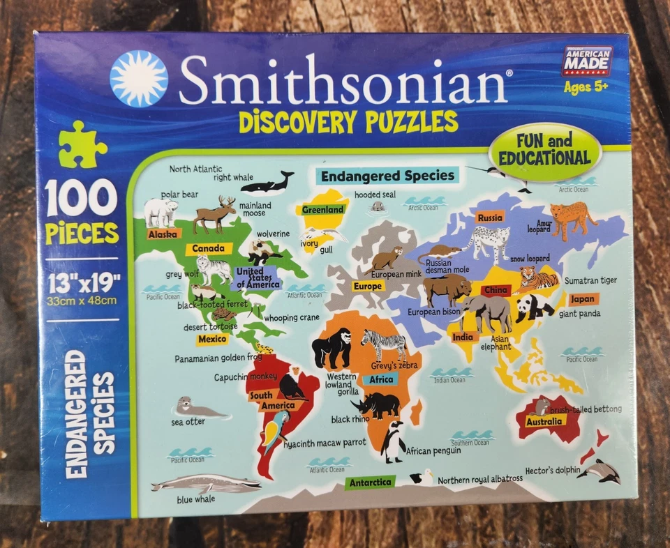 Smithsonian Discovery Endangered Species Puzzle 100 Pcs Ages 5