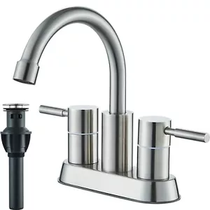 Bathroom Basin Faucet Brushed Nickel Vanity Dual Handle 3-Hole 4"Centerset - Picture 1 of 7