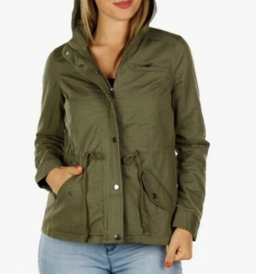 Outer Edge Olive Green Khaki Anorak Hooded Jacket With Pockets Women’s Sz M - Image 1 of 4