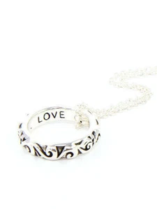Love Hope Faith Ring Silver Tone Pendant Chain Women Necklace Fashion Jewelry - Picture 1 of 4