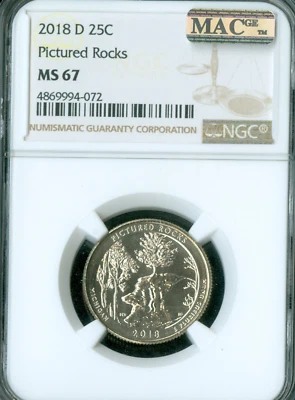 2018 D PICTURED ROCK QUARTER NGC MS 67 2ND FINEST & SPOTLESS . - Image 1 of 2