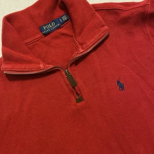 Polo Ralph Lauren Men S Red 1/4 Zip Pony Preppy Mock Neck Cotton - Picture 1 of 6