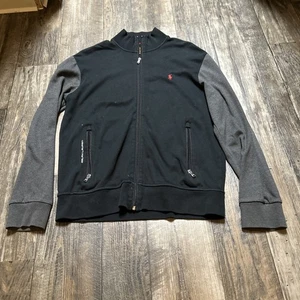 Polo Ralph Lauren Jacket Adult M Black Performance Track 100% Cotton Pony Logo - Picture 1 of 6