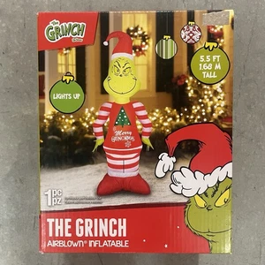 The Grinch Airblown Inflatable Yard Decoration Grinch Pajamas Dr. Seuss 5.5ft - Picture 1 of 3