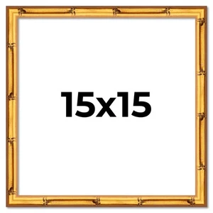 15x15 Frame Gold Bamboo Solid Wood Picture Frame | 1 Inch Moulding Width | Inter - Picture 1 of 10