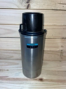 Vintage 2 Quart Thermoskanne #2466 Edelstahl silber/schwarz mit Griff heiß kalt sauber - Bild 1 von 14