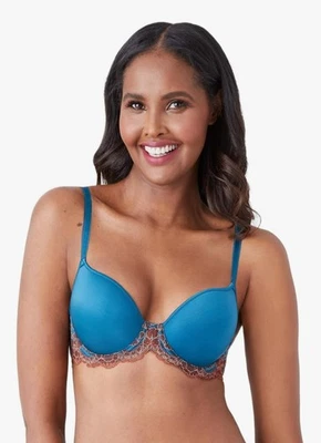 Nuevo Sujetador WACOAL 853256 Azul Coral/Cereza Caoba Encaje Affair Contorno Talla 36G  Foto 1 de 4