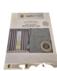 SunSmart Total Blackout Lined Panel Pair with Grommets, Silver Gray 52” x 84” - Picture 1 of 3