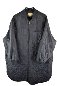 Per Una M&S Womans Blue long Zip Up Jacket Size 24 Plus Size Navy Quilted - Picture 1 of 9
