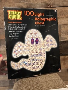 Vintage Totally Ghoul Halloween 100 Light Holographic Ghost Hanging Decor 18"x14 - Bild 1 von 6