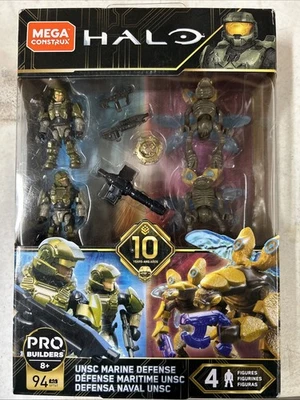 NEW Mega Construx HALO Pro Builders UNSC MARINE DEFENSE 4 Figures 94 PCS   - Image 1 of 2