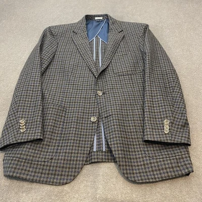 Blazer Peter Millar Hombre Grande Gris Azul Cuadros 100% Lana Abrigo Deportivo Chaqueta Foto 1 de 4