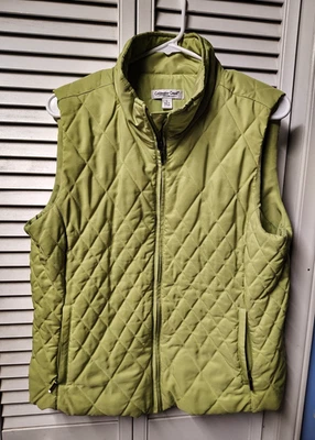 Chaleco acolchado para mujer Coldwater Creek verde claro/salvia talla L cremallera completa Foto 1 de 4