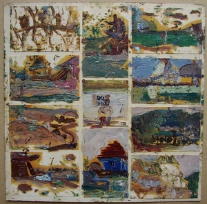Ukrainian Soviet USSR Oil 11 Paintings postimpressionism landscape sketch etude - Picture 1 of 8