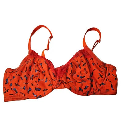 AMOSTRA Sutiã Savage x Fenty algodão acabamento em renda sem forro laranja vermelho quente 42DDD - Imagem 1 de 4
