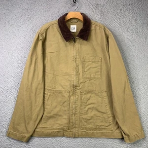 Gap Jacket Mens Large Canvas Workwear Corduroy Collar Chore Barn Field Coat - Picture 1 of 18