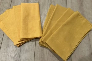 Lot 9 (5 + 4) Linen Cloth Dinner Napkins Yellow Goldenrod Gold Mustard Excellent - Picture 1 of 2