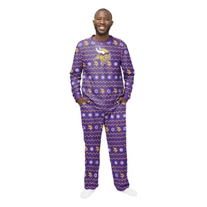 FOCO Men's NFL Minnesota Vikings Primary Team Logo Ugly Pajama Set - Picture 1 of 6