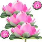 Artificial Floating Foam Lotus Flowers with Lily Pad - 5pcs Pink