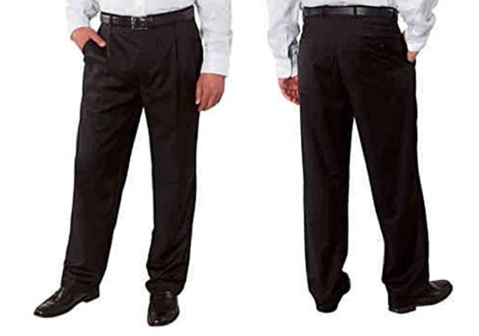 Kirkland Signature Men's Wool Pleated Dress Slacks - Black - Image 1 of 1