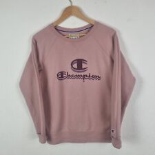 Champion Sweatshirt Womens Small Pink Spellout Logo Oversize Jumper Athleisure