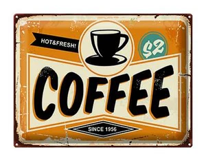 Blechschild Retro 40x30 cm Kaffee hot fresh Coffee Metall Deko Schild tin sign - Bild 1 von 5