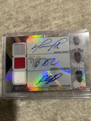 2020 Triple Threads David Ortiz/Dustin Pedroia & Castillo #/27 & Ortiz Auto #/15 - Image 1 of 4