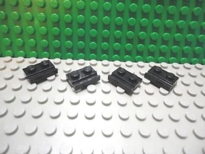 Lego 4 Black 1x2 base plate with rail - Picture 1 of 1