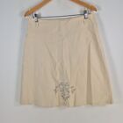 Nice Womens Skirt Size 38 Aus 10 Beige A-Line Cotton Knee Length 079525