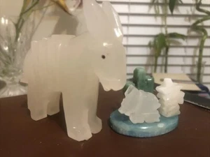 Statuetta vintage quarzo asino cactus pietra marmo scolpita a mano Messico - Foto 1 di 6