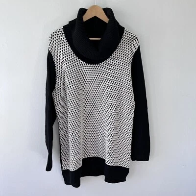 Calvin Klein Mujer Talla XL? Suéter Pullover Cuello Capucha Gráfico Blanco y Negro Foto 1 de 4