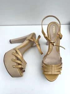 Fendi Wooden Platform Heels Sandals 40 - Picture 1 of 9