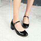 Women Elegant Chunky Heel Ankle Strap Square Toe Mary Jane Shoes Plus Size