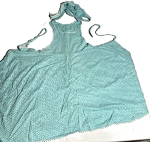 Delantal de cocina completo vintage hecho a mano, verde/cuadros/corazones, 34" de largo, usado (TT) - Imagen 1 de 6