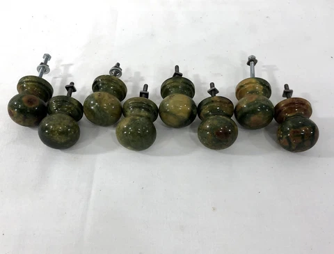 8 Vintage Green Marble Stone Onyx Agate Drawer Pull knob salvage knobs 1.5” Cover