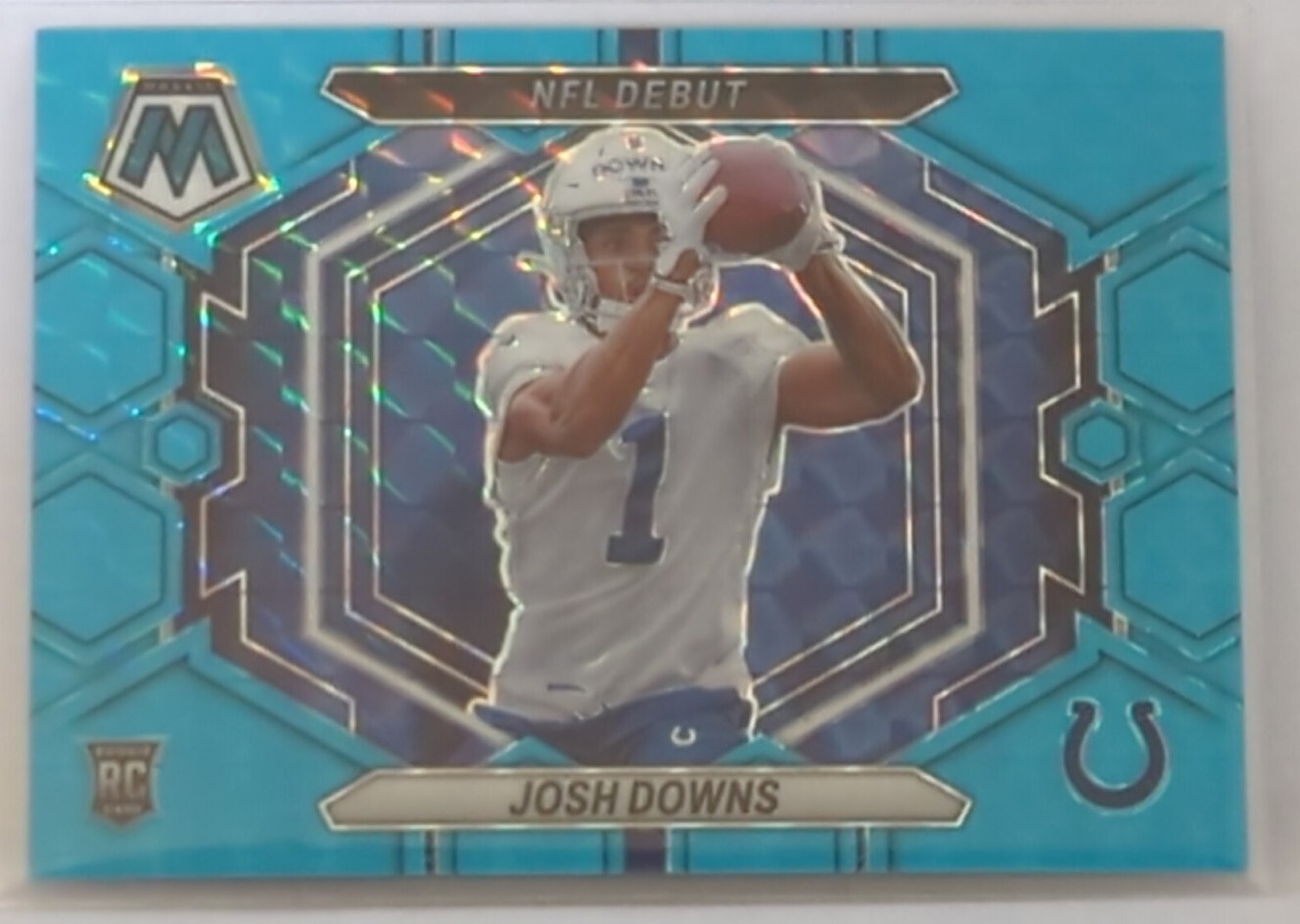 2023 Panini Mosaic NFL Debut Josh Downs RC Blue Fluorescent #'d 09/15 SSP Colts
