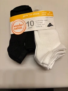 Wonder nation girl no-show sock 10-pack size m(fits shoe size 10.5-4)child group - Picture 1 of 2