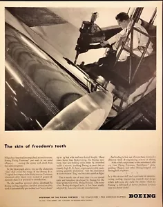Boeing B-17 Flying Fortress Aluminum Skin World War II Vintage Print Ad 1943 - Picture 1 of 6
