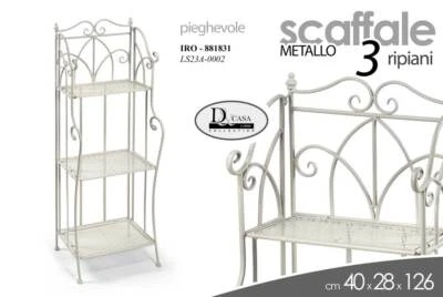 ENTRATINA 3 RIPIANI SCAFFALE INGRESSO PORTA PIANTE SALOTTO METALLO h126*40*28CM - Immagine 1 di 2