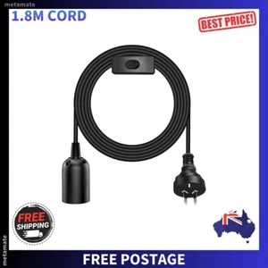 E27 Lamp Holder Socket with Switch, 1.8M Cord, AU Plug, DIY Pendant Light Black - Picture 1 of 8