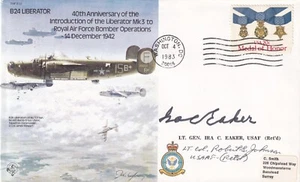B33c Signed Lt General Ira Eaker , Lt Col R Johnson USA Pilot WW11 Ace 27 - Picture 1 of 3