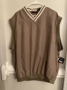 NWT Ultra Club Collection Mens 2XL V-neck Windbreaker Golf Vest Jacket Beige - Picture 1 of 6
