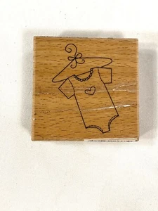 NEW studio g crafting wooden rubber stamp baby bodysuit on hanger  - Picture 1 of 3